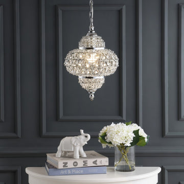 Juliette 12" Crystal/Metal LED Pendant Pendant - JONATHAN Y